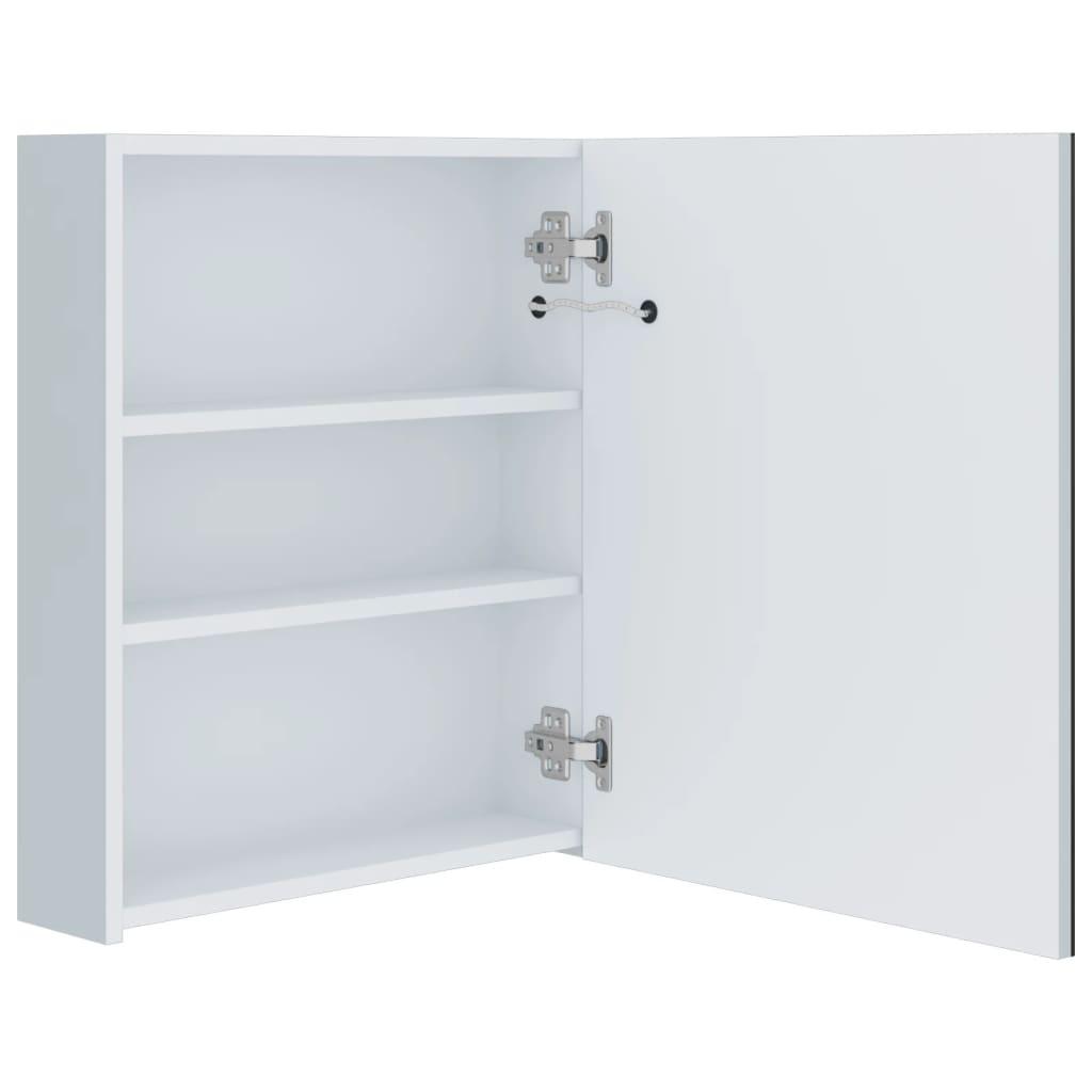 Mueble de baño con espejo LED blanco brillante 89x14x62 cm