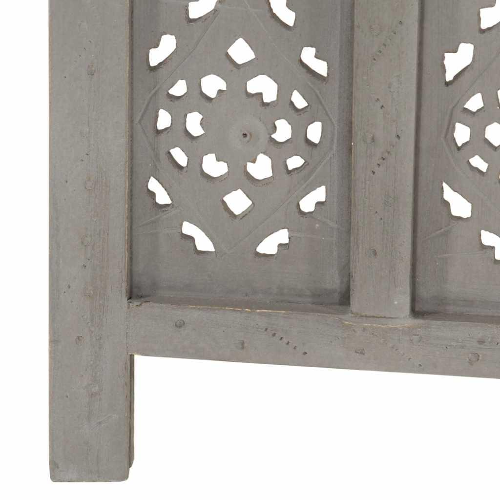Biombo 4 paneles tallado a mano madera mango marrón 160x165 cm
