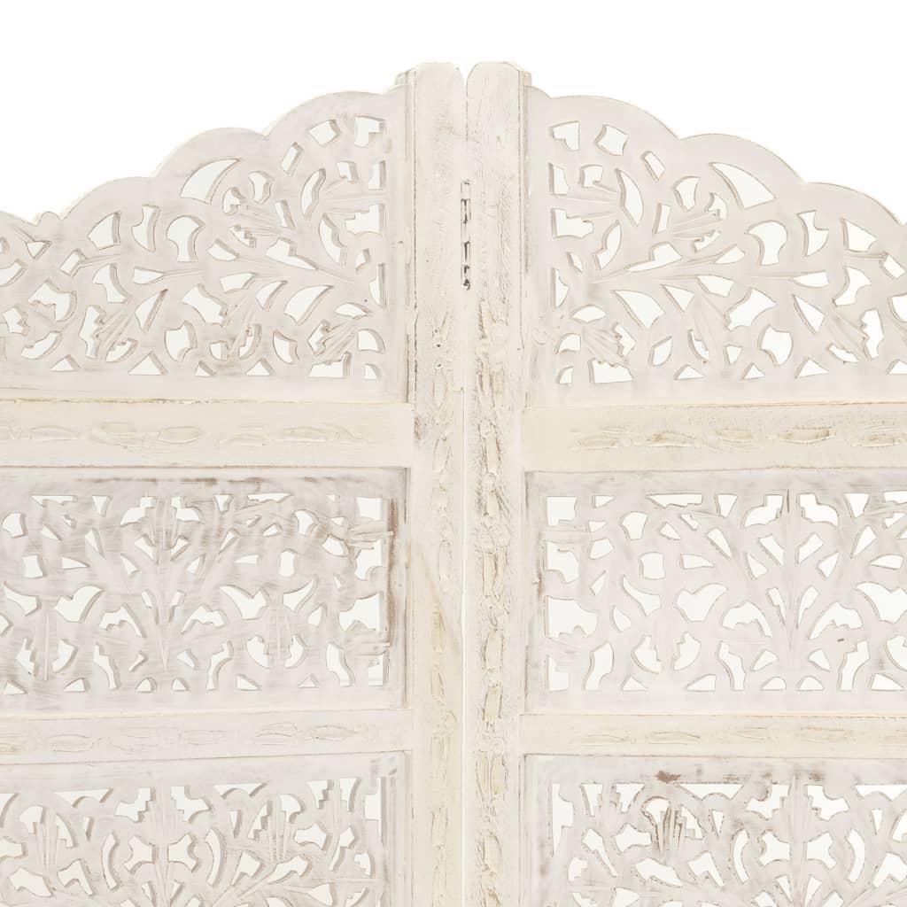Biombo 4 paneles tallado a mano madera mango marrón 160x165 cm