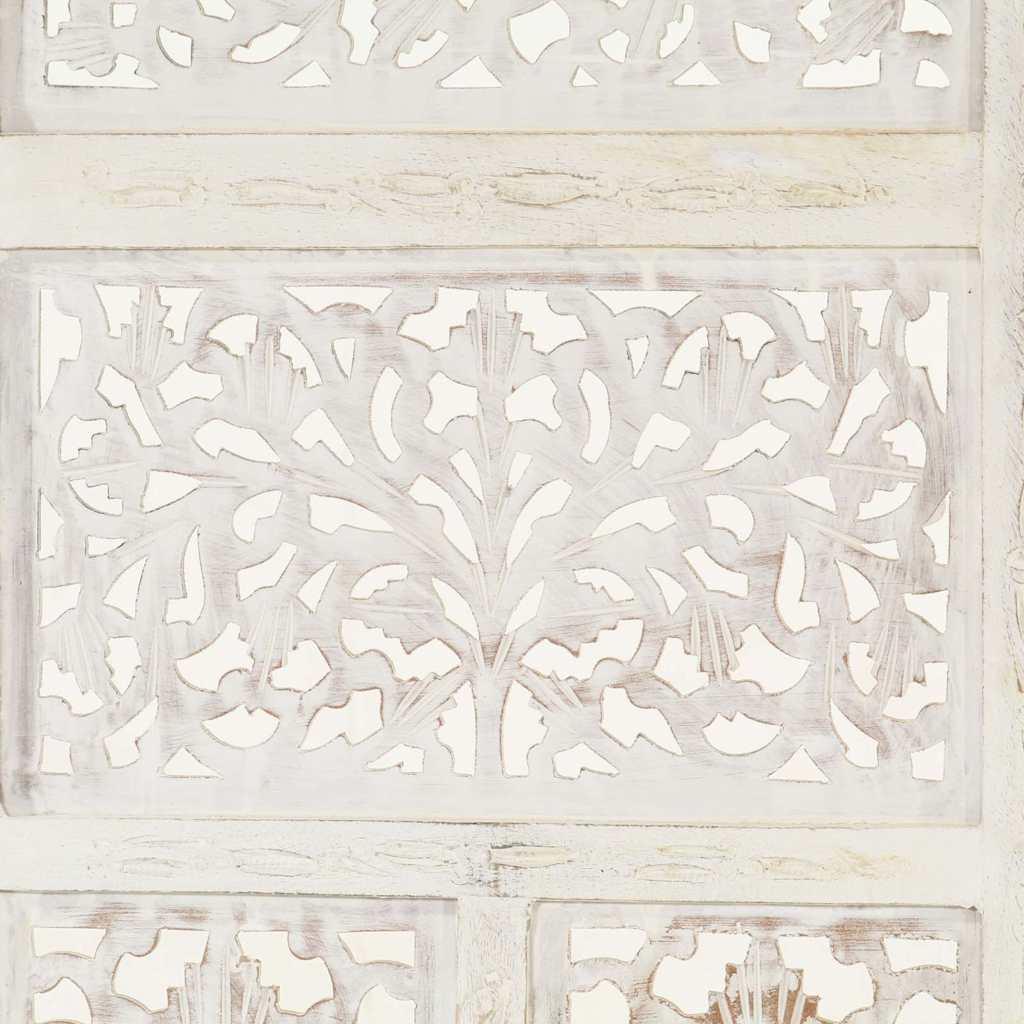 Biombo 4 paneles tallado a mano madera mango marrón 160x165 cm