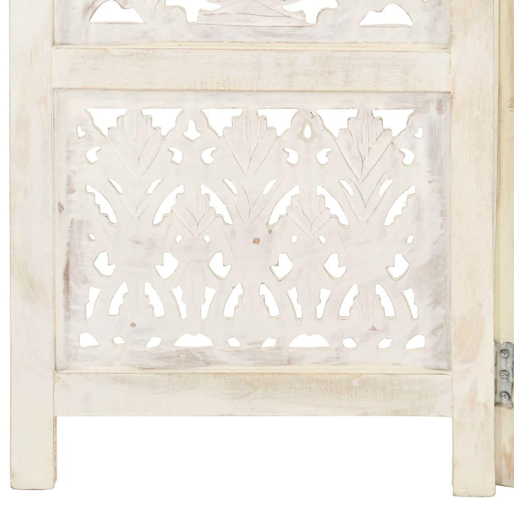 Biombo 3 paneles tallado a mano madera de mango gris 120x165 cm