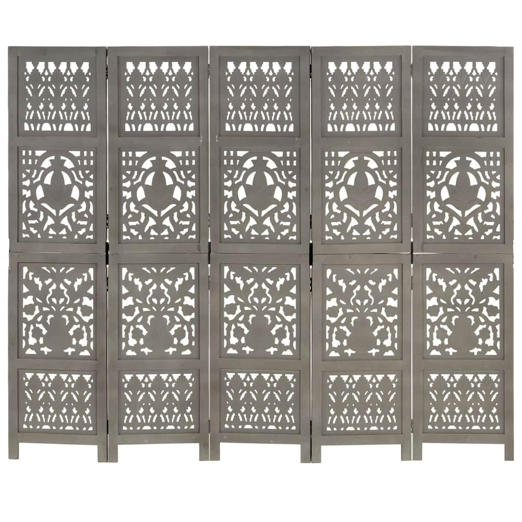 Biombo 5 paneles tallado a mano madera