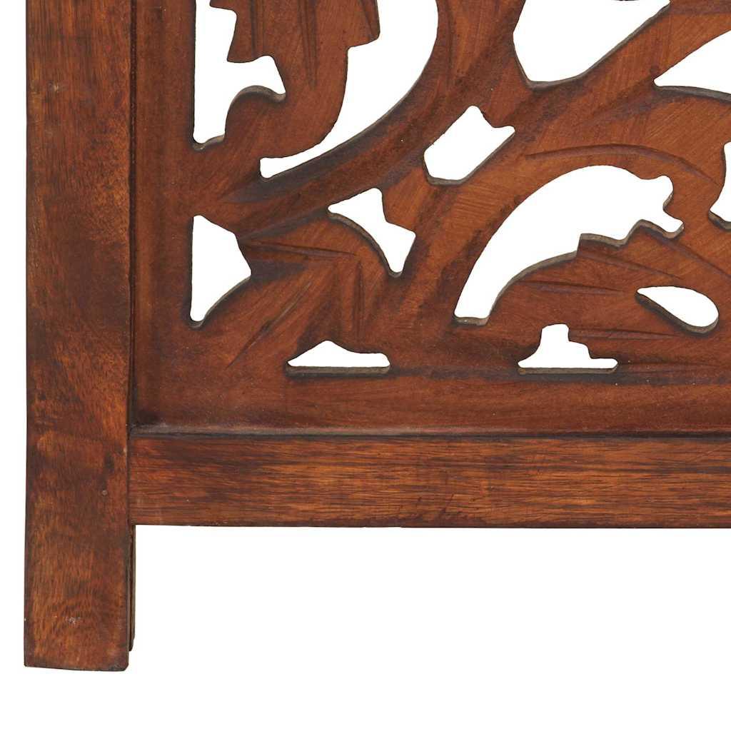 Biombo 3 paneles tallado a mano madera de mango gris 120x165 cm