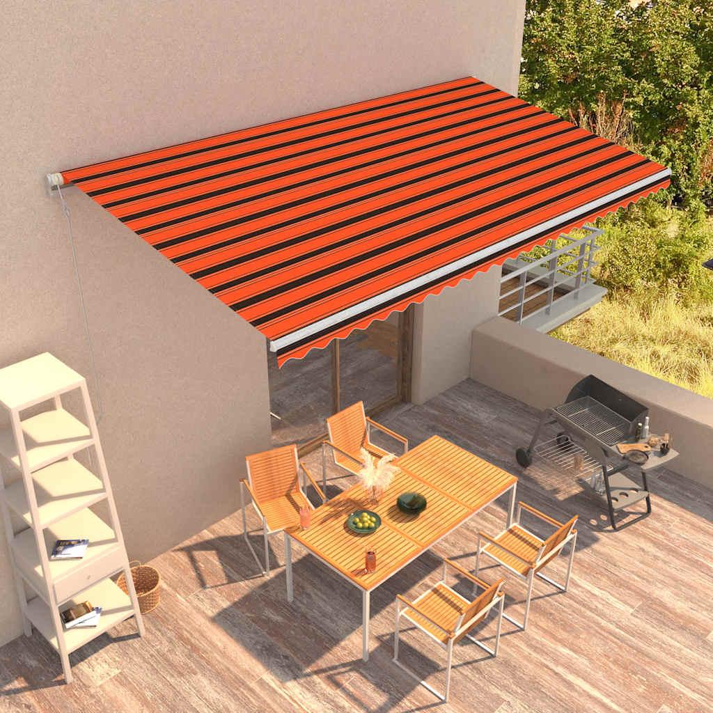 Toldo automático retráctil amarillo y blanco 300x250 cm