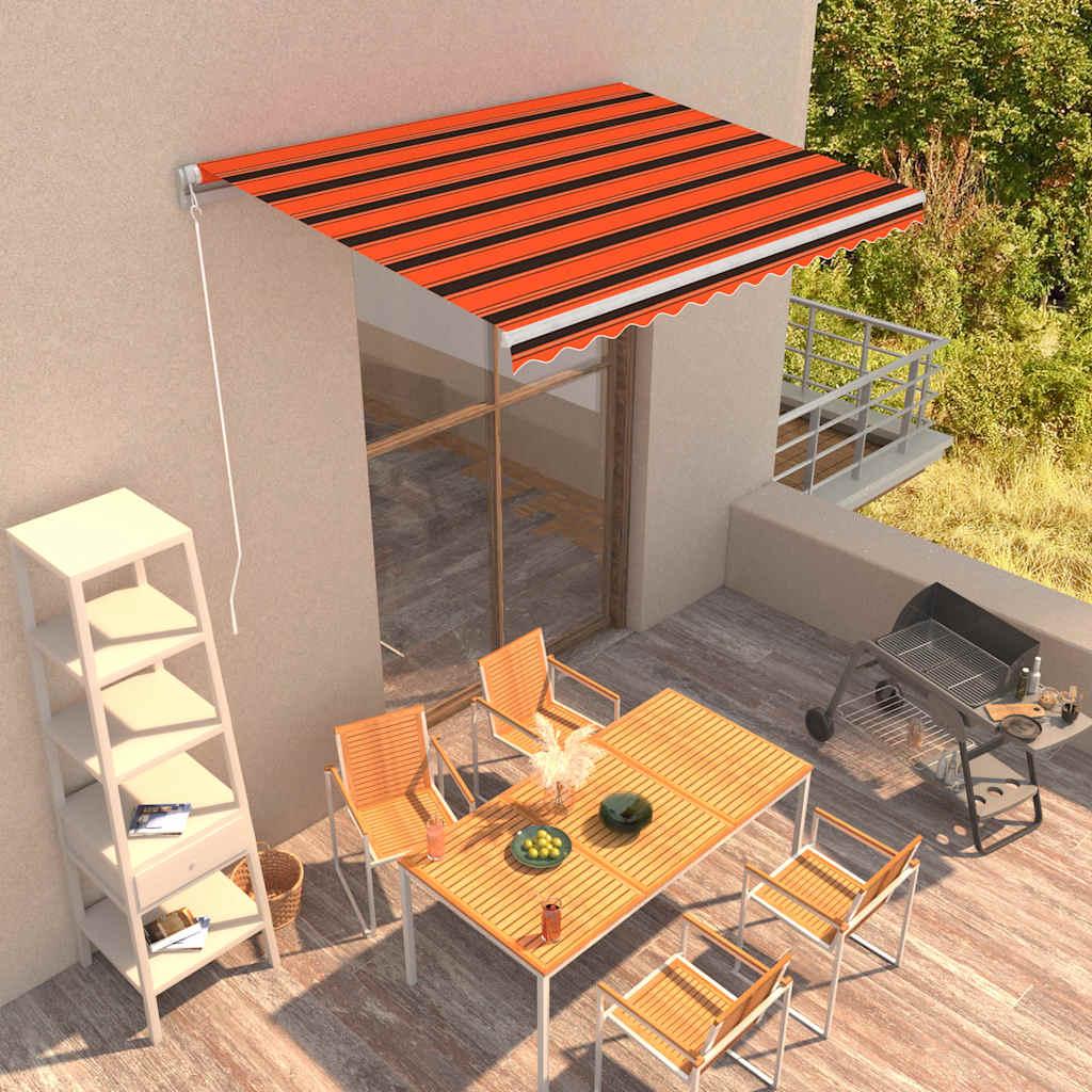 Toldo retráctil manual gris antracita y blanco 350x250 cm