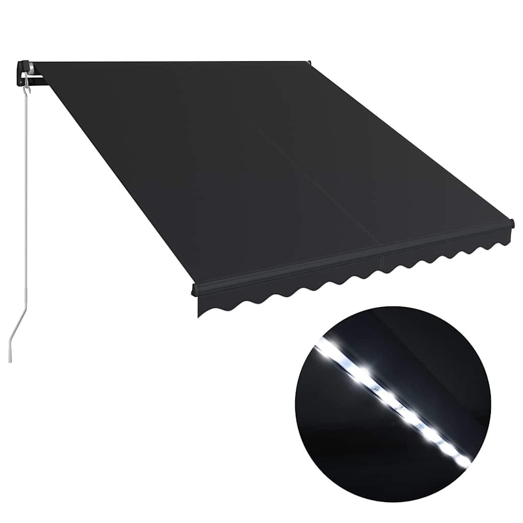 Toldo retráctil manual con LED amarillo y blanco 450x300 cm