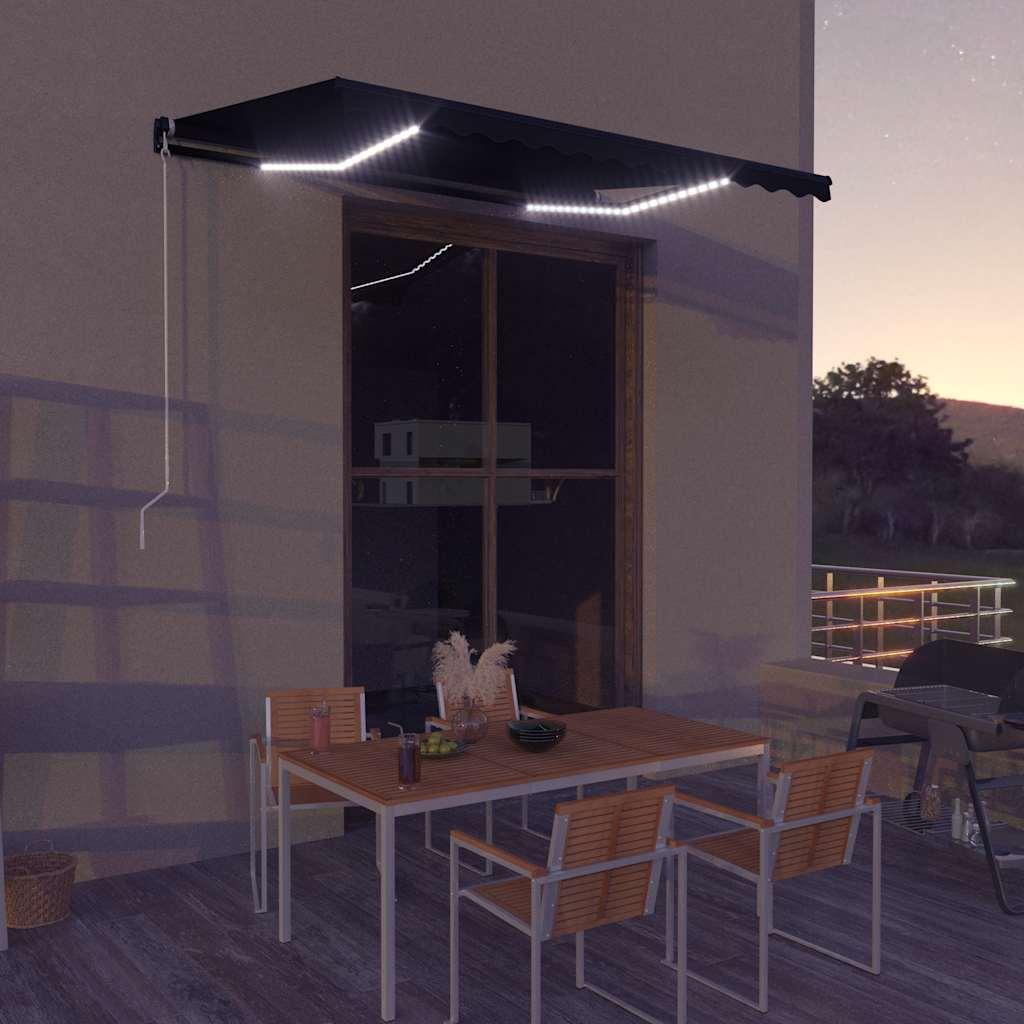 Toldo retráctil manual con LED