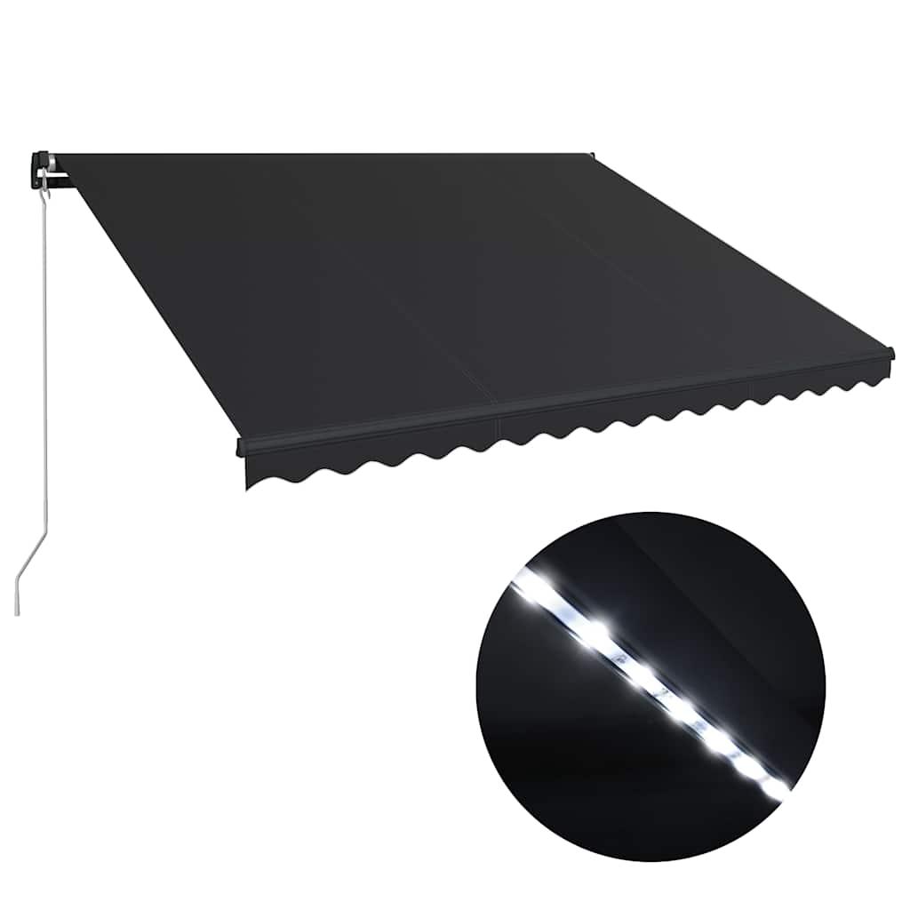 Toldo retráctil manual con LED amarillo y blanco 450x300 cm