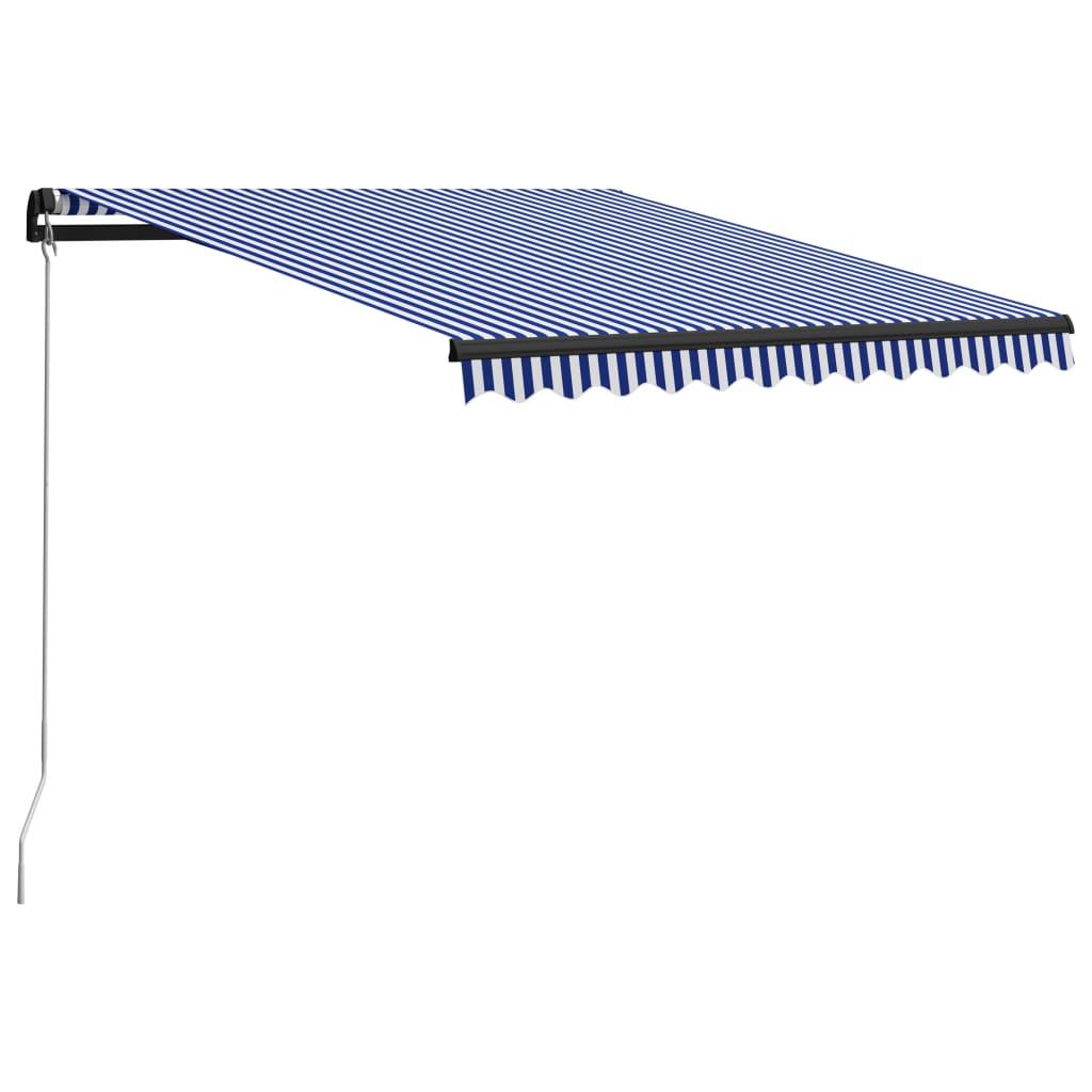 Toldo manual retráctil amarillo y blanco 300x250 cm