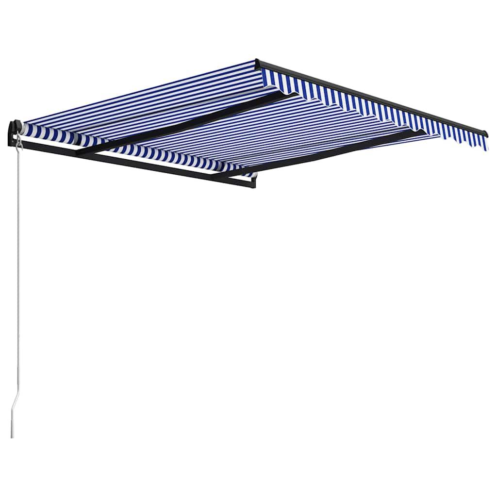 Toldo manual retráctil amarillo y blanco 300x250 cm