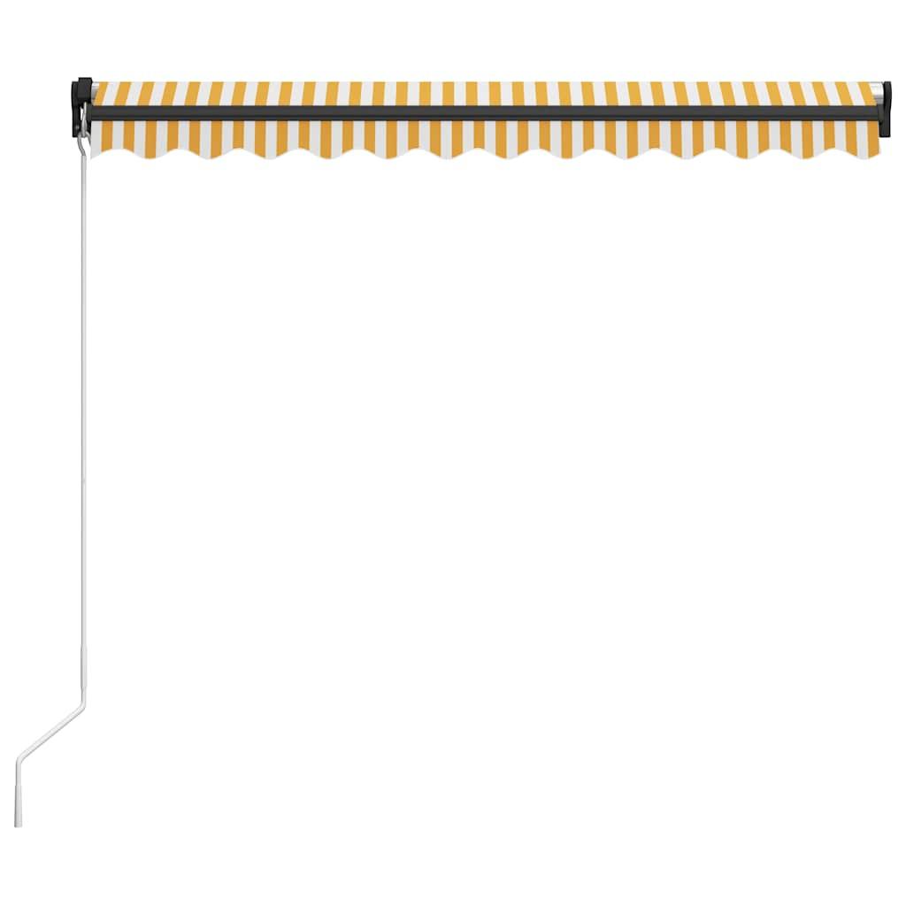 Toldo manual retráctil amarillo y blanco 300x250 cm