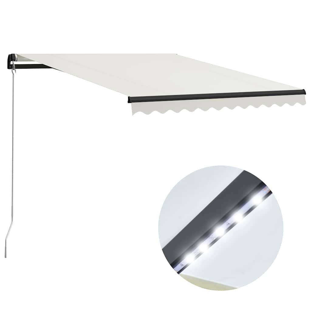 Toldo retráctil manual con LED amarillo y blanco 450x300 cm