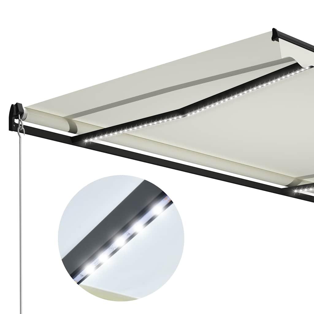 Toldo retráctil manual con LED amarillo y blanco 450x300 cm