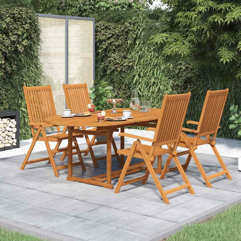 Juego de comedor de jardín 5 piezas madera maciza de acacia 150-200 cm