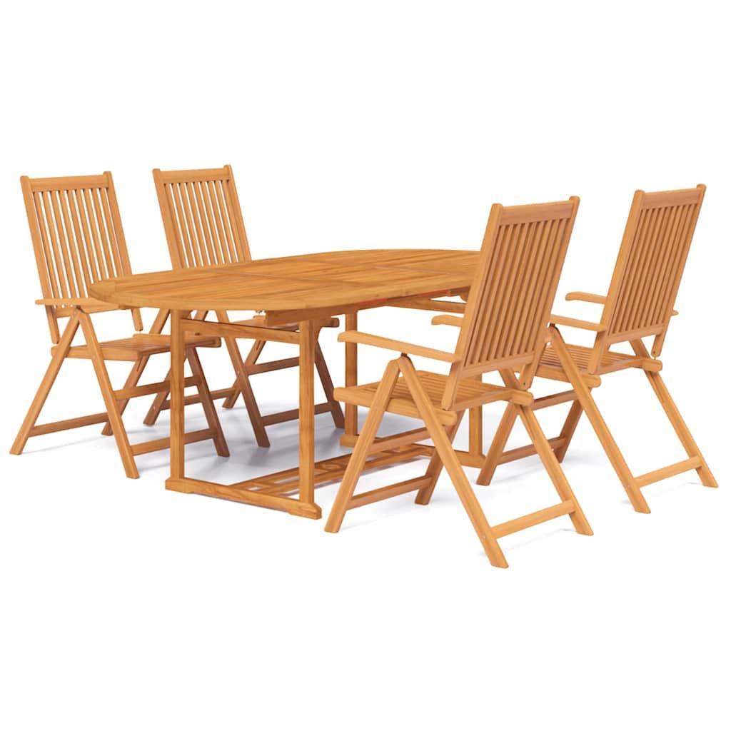 Juego de comedor de jardín 5 piezas madera maciza de acacia 150-200 cm