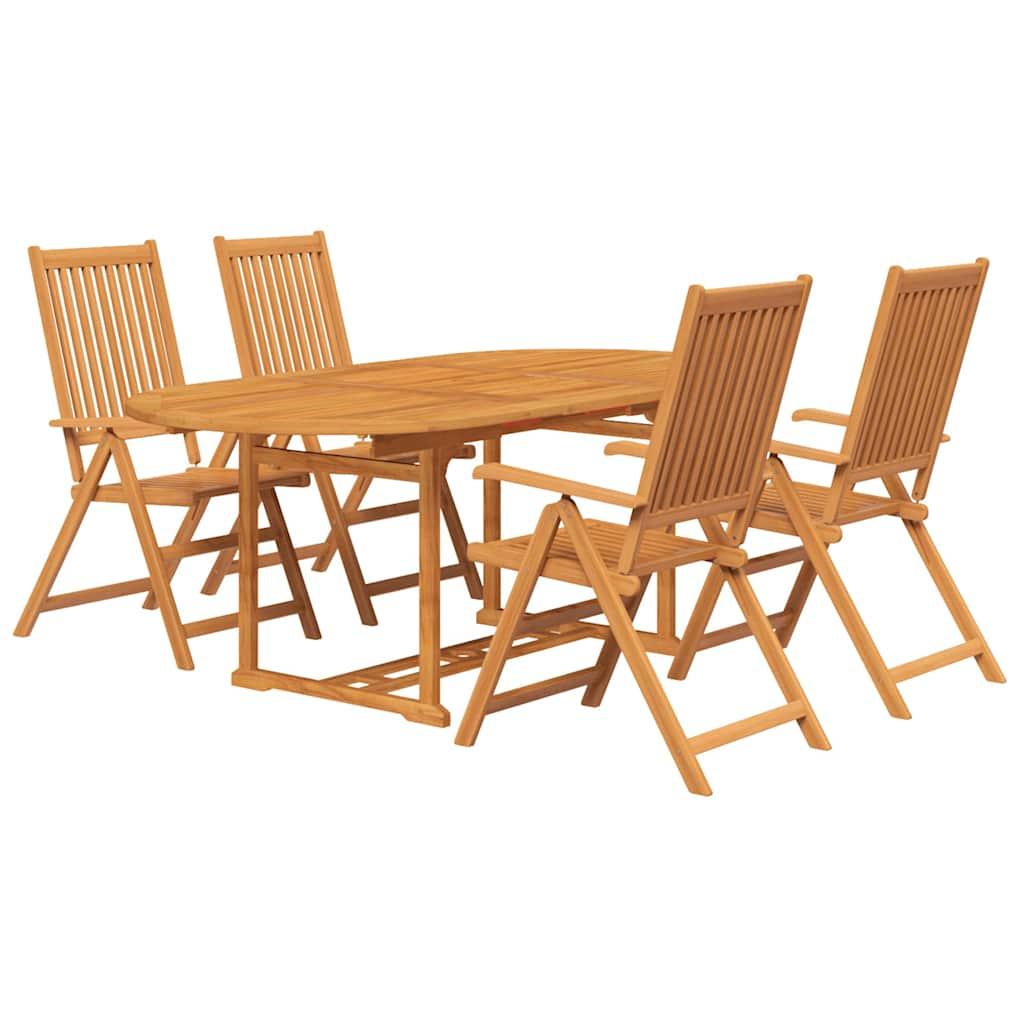 Juego de comedor de jardín 5 piezas madera maciza de acacia 150-200 cm