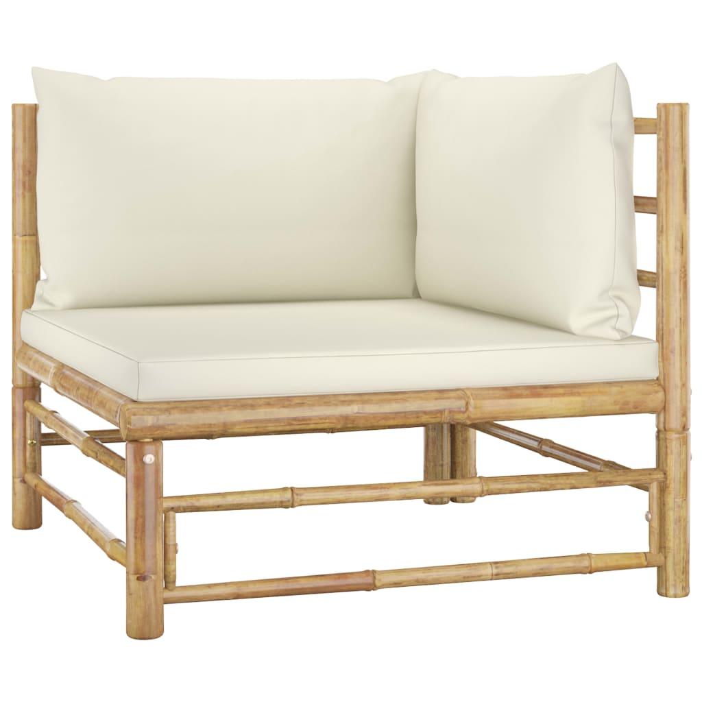 Set de muebles de jardín 2 piezas bambú y cojines