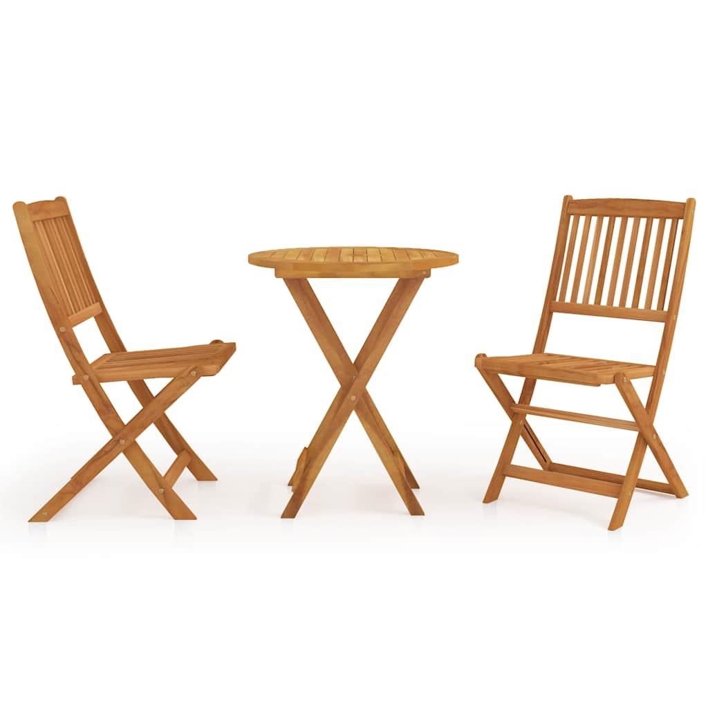 Comedor de jardín plegable 3 piezas madera maciza de acacia