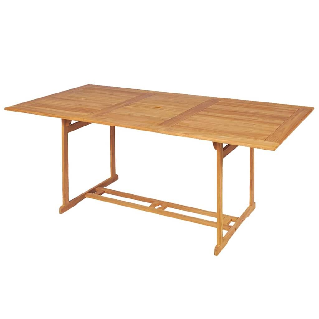 Conjunto de comedor de jardín de 9 piezas, 200 x 100 cm, madera maciza de teca