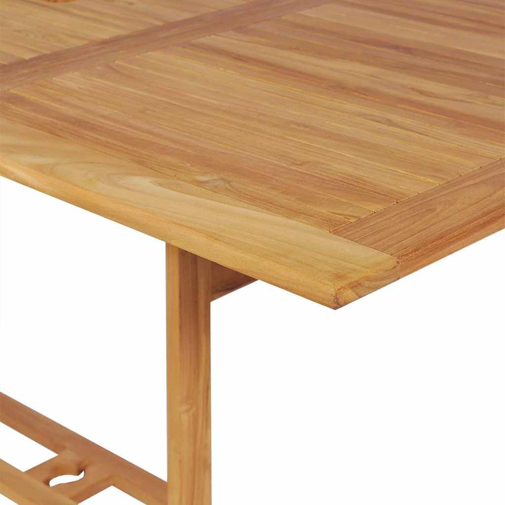 Conjunto de comedor de jardín de 9 piezas, 200 x 100 cm, madera maciza de teca