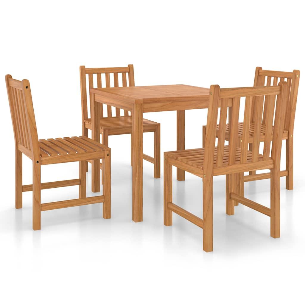 Conjunto de comedor de jardín de 5 piezas, 140 x 80 cm, madera maciza de teca