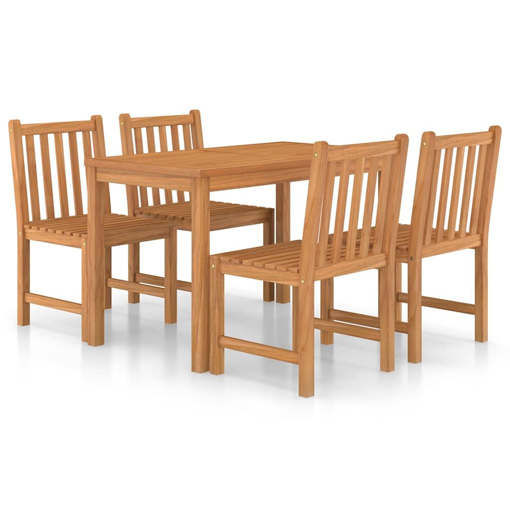 Conjunto de comedor de jardín de 5 piezas, 120 x 70 cm, madera maciza de teca