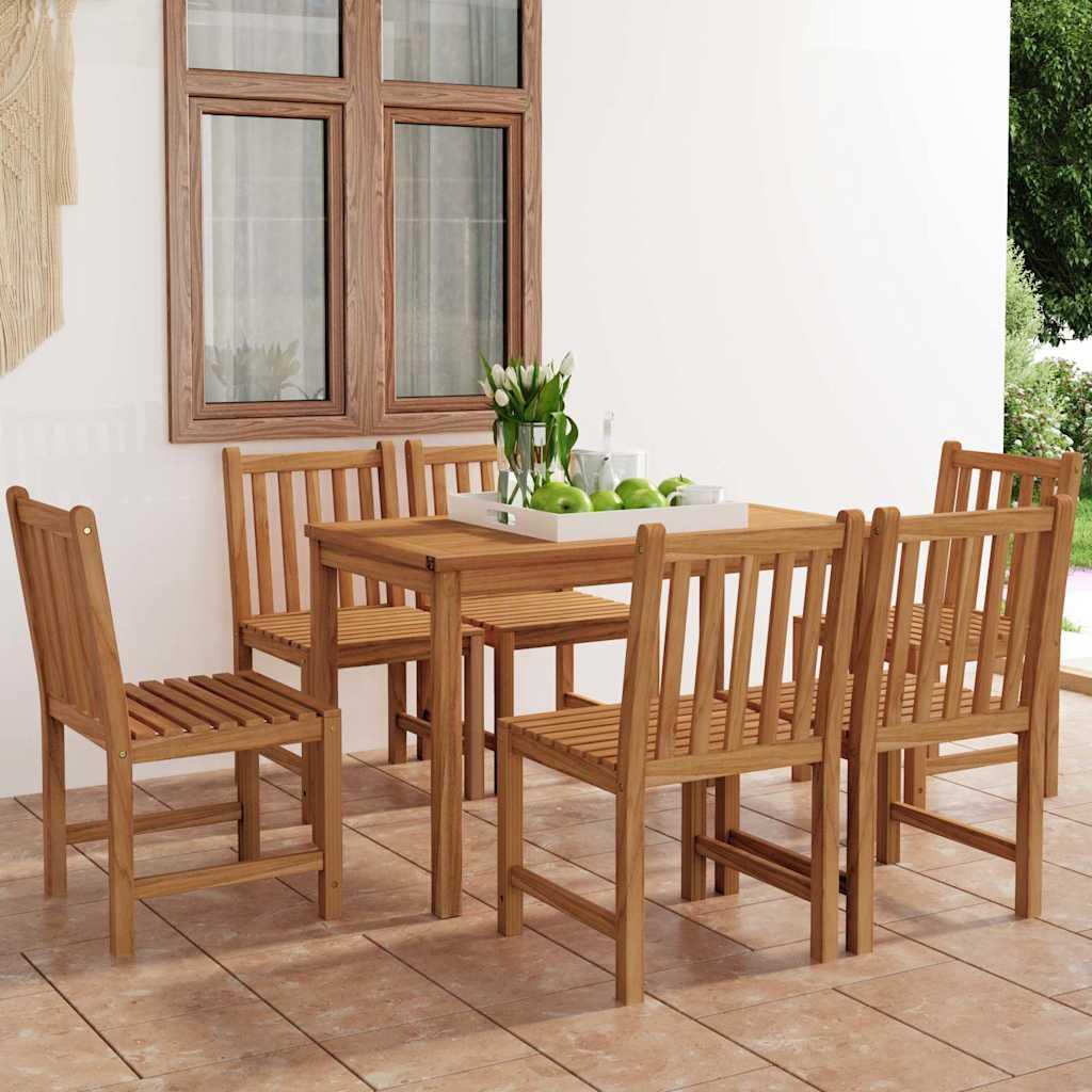 Conjunto de comedor de jardín de 7 piezas, 200 x 100 cm, madera maciza de teca