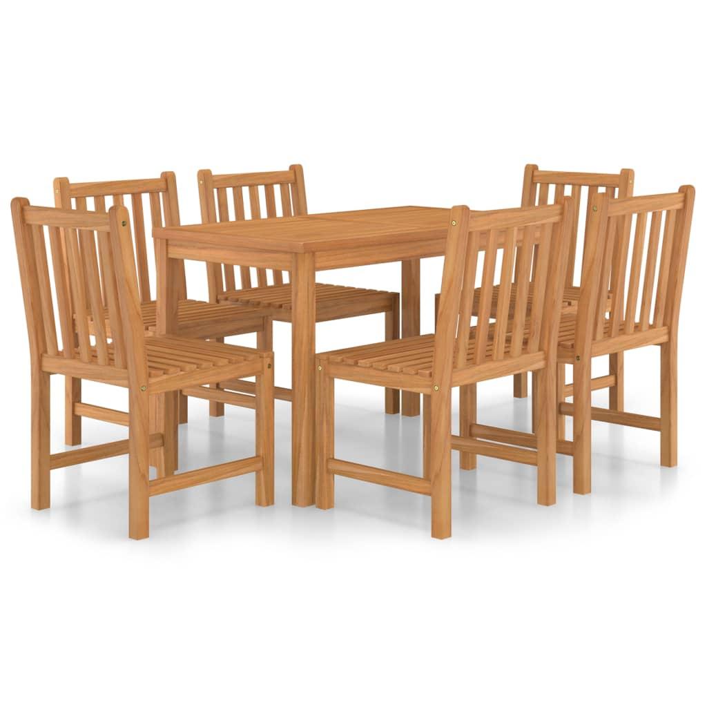 Conjunto de comedor de jardín de 7 piezas, 200 x 100 cm, madera maciza de teca