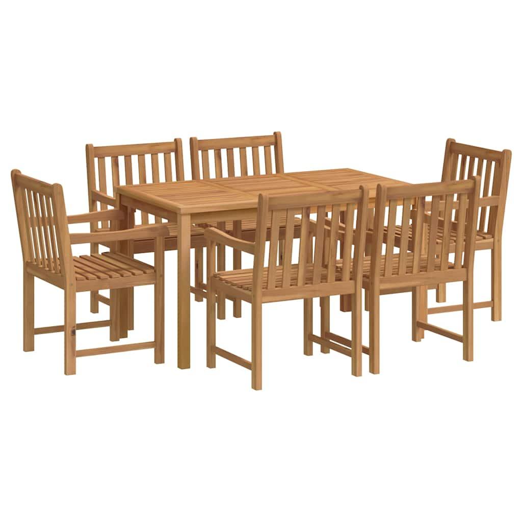 Conjunto de comedor de jardín de 7 piezas, 200 x 100 cm, madera maciza de teca