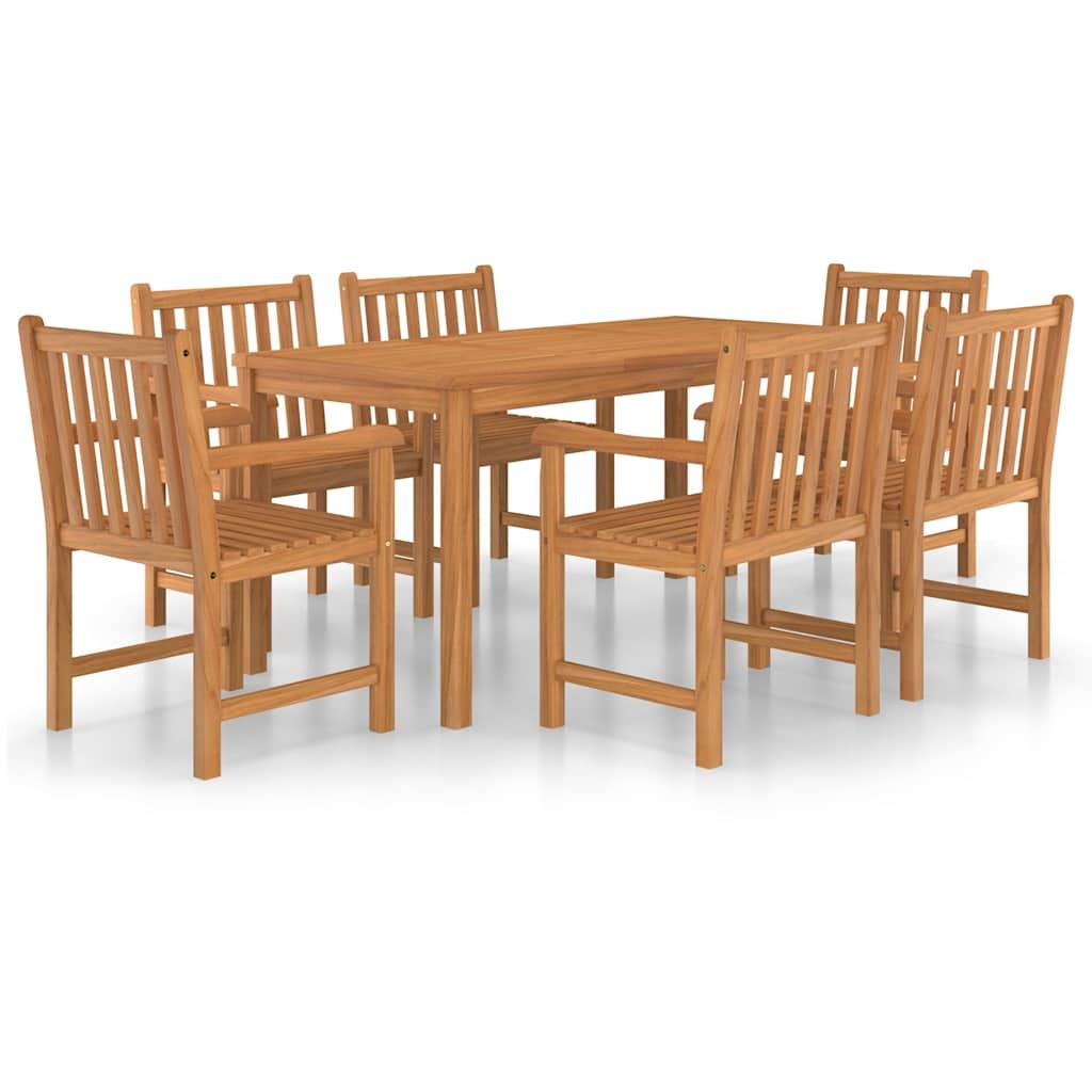 Conjunto de comedor de jardín de 7 piezas, 200 x 100 cm, madera maciza de teca