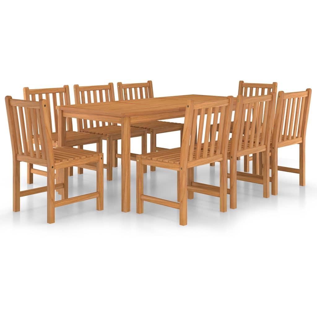 Conjunto de comedor de jardín de 9 piezas, 200 x 100 cm, madera maciza de teca