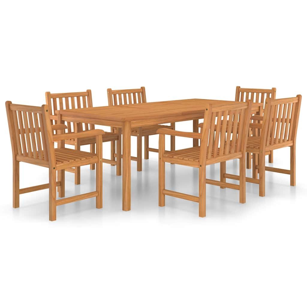 Conjunto de comedor de jardín de 7 piezas, 200 x 100 cm, madera maciza de teca
