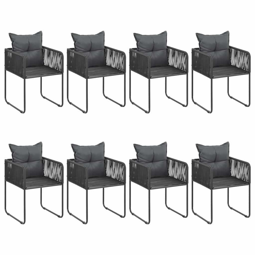 Set de comedor de jardín de 9 piezas PVC ratán negro