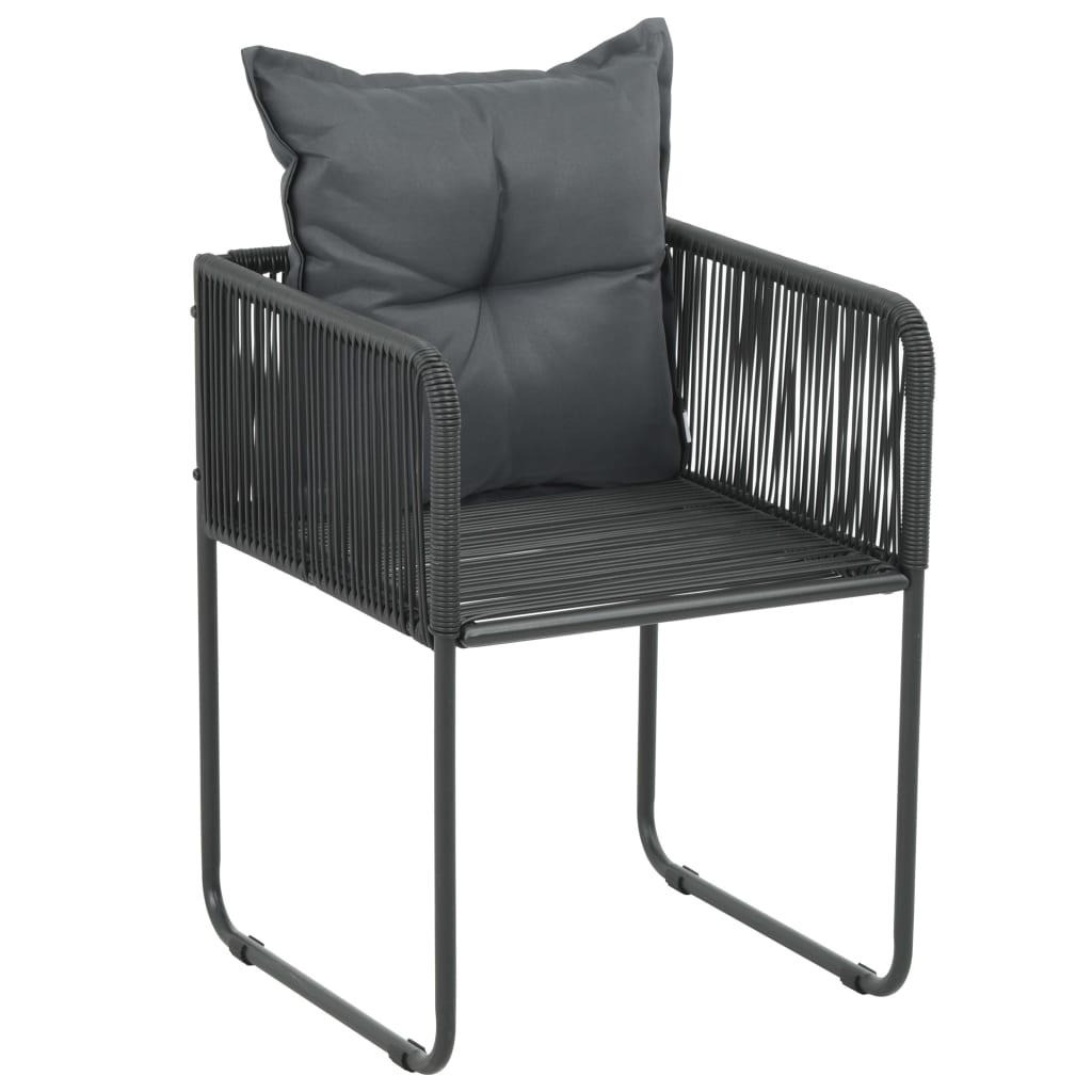 Set de comedor de jardín de 9 piezas PVC ratán negro