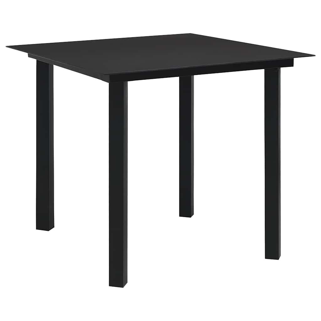 Set de comedor de jardín de 3 piezas vidrio y acero negro