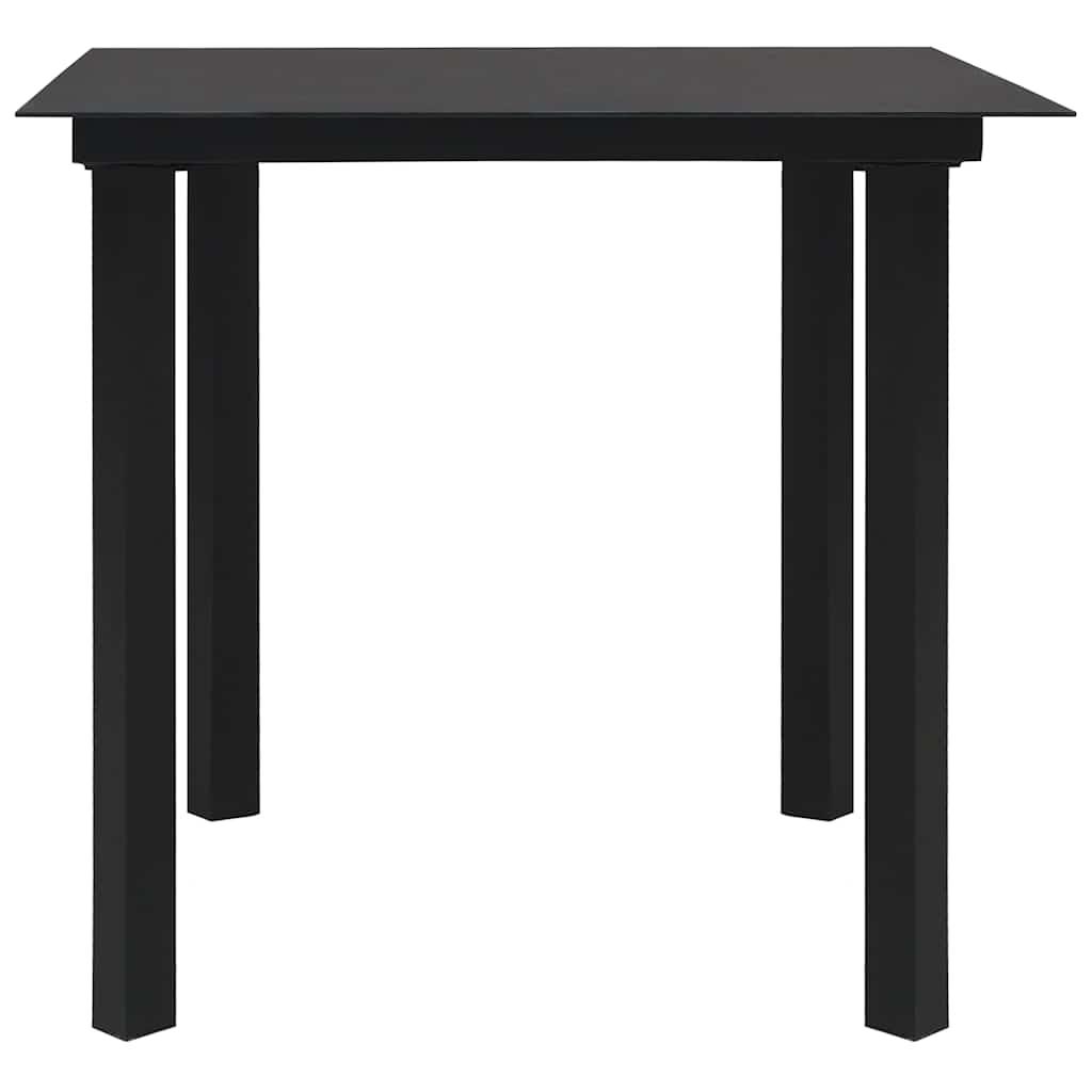 Set de comedor de jardín de 3 piezas vidrio y acero negro