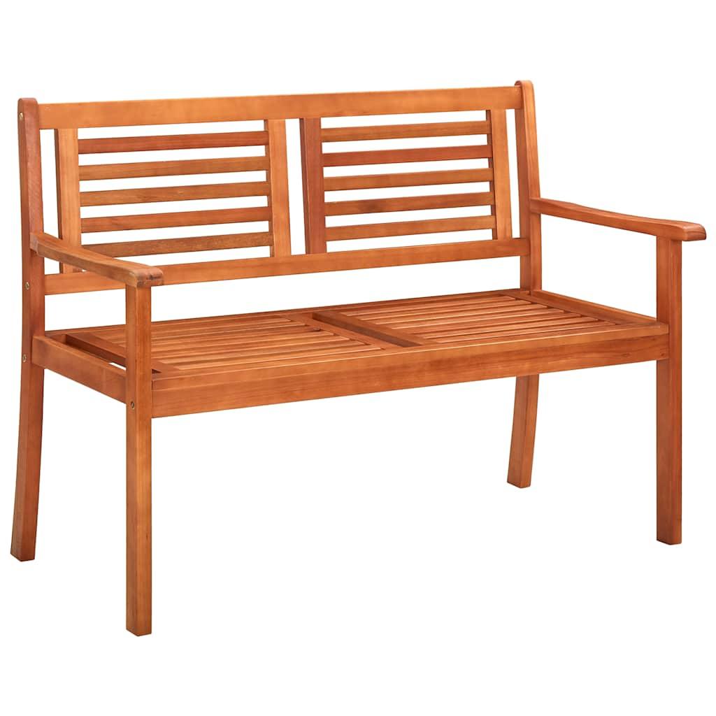 Banco de jardín 2 plazas madera maciza eucalipto y cojín 120 cm