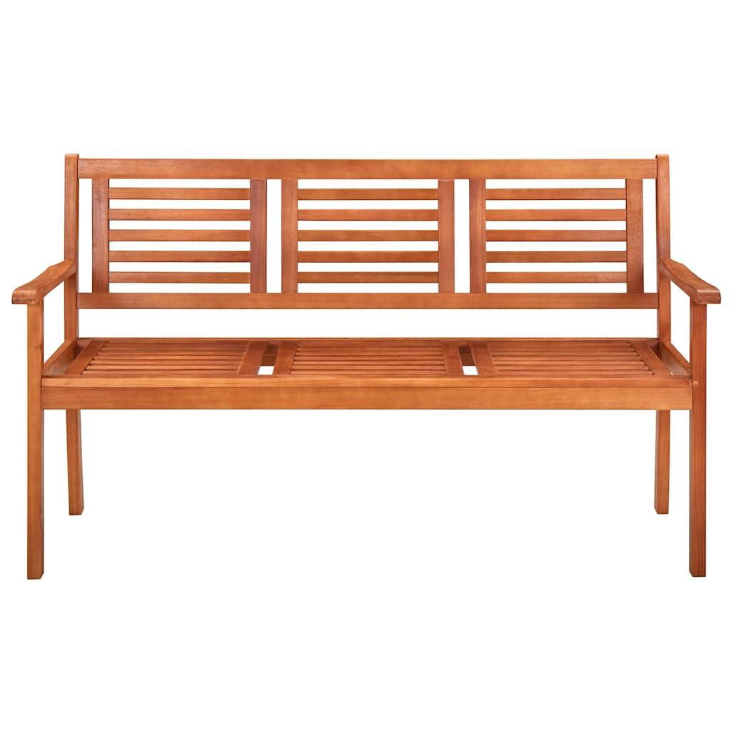 Banco de jardín 3 plazas y cojín madera maciza eucalipto 150 cm