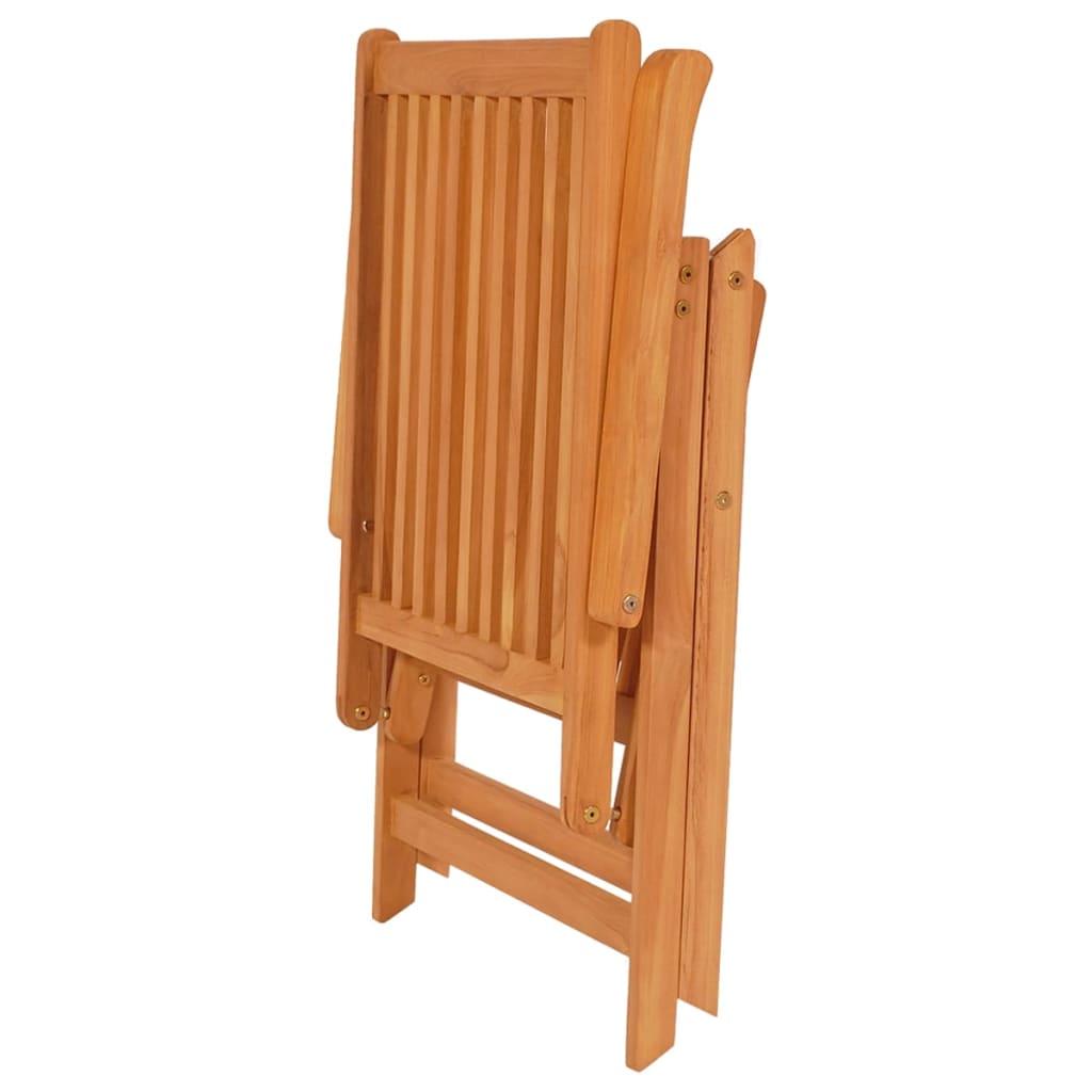 Sillas plegables (2 unidades) con cojines color blanco crema, de madera maciza de teca