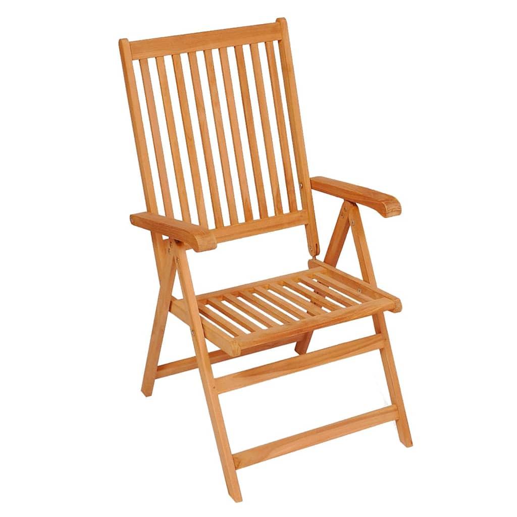 Sillas plegables (2 unidades) con cojines color blanco crema, de madera maciza de teca