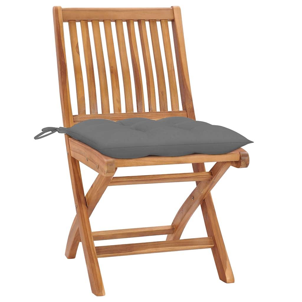 Sillas plegables 2 uds madera maciza de teca con cojines