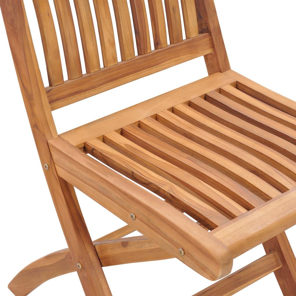 Sillas plegables (2 unidades) con cojines color blanco crema, de madera maciza de teca