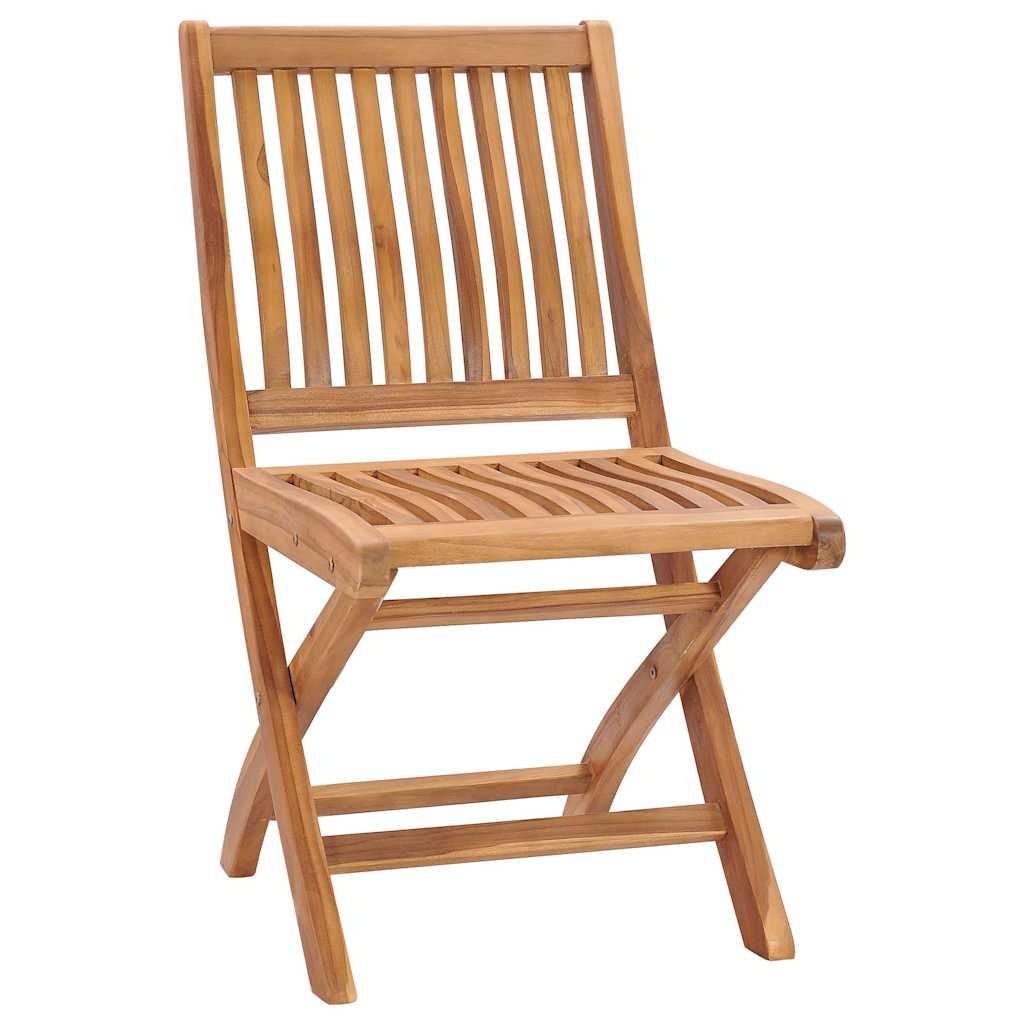 Sillas plegables (2 unidades) con cojines color blanco crema, de madera maciza de teca
