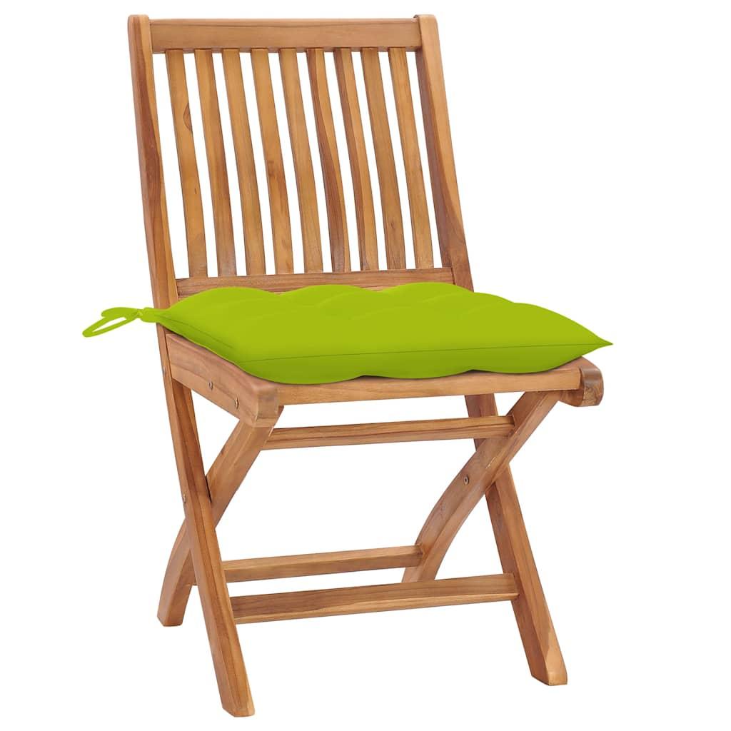 Sillas plegables (2 unidades) con cojines color blanco crema, de madera maciza de teca
