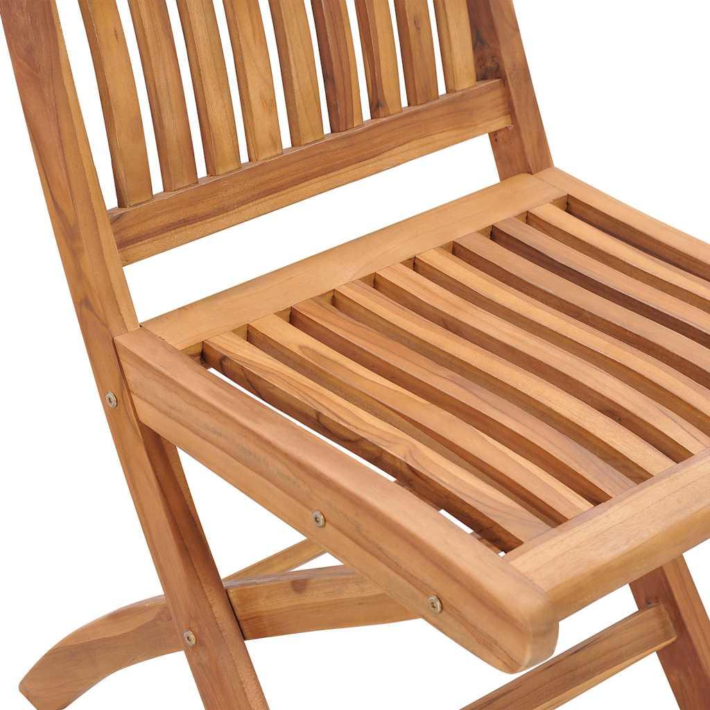 Sillas plegables (2 unidades) con cojines color blanco crema, de madera maciza de teca
