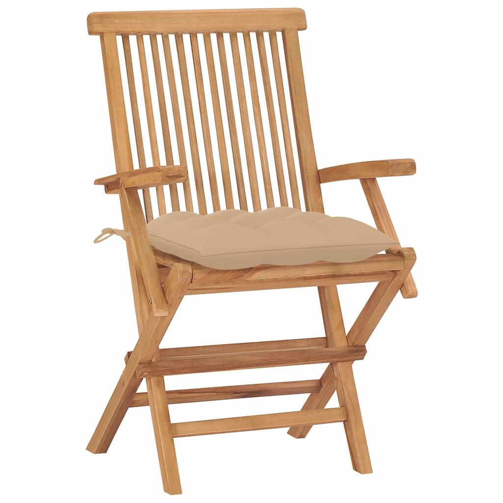 Sillas plegables 2 uds madera maciza de teca con cojines