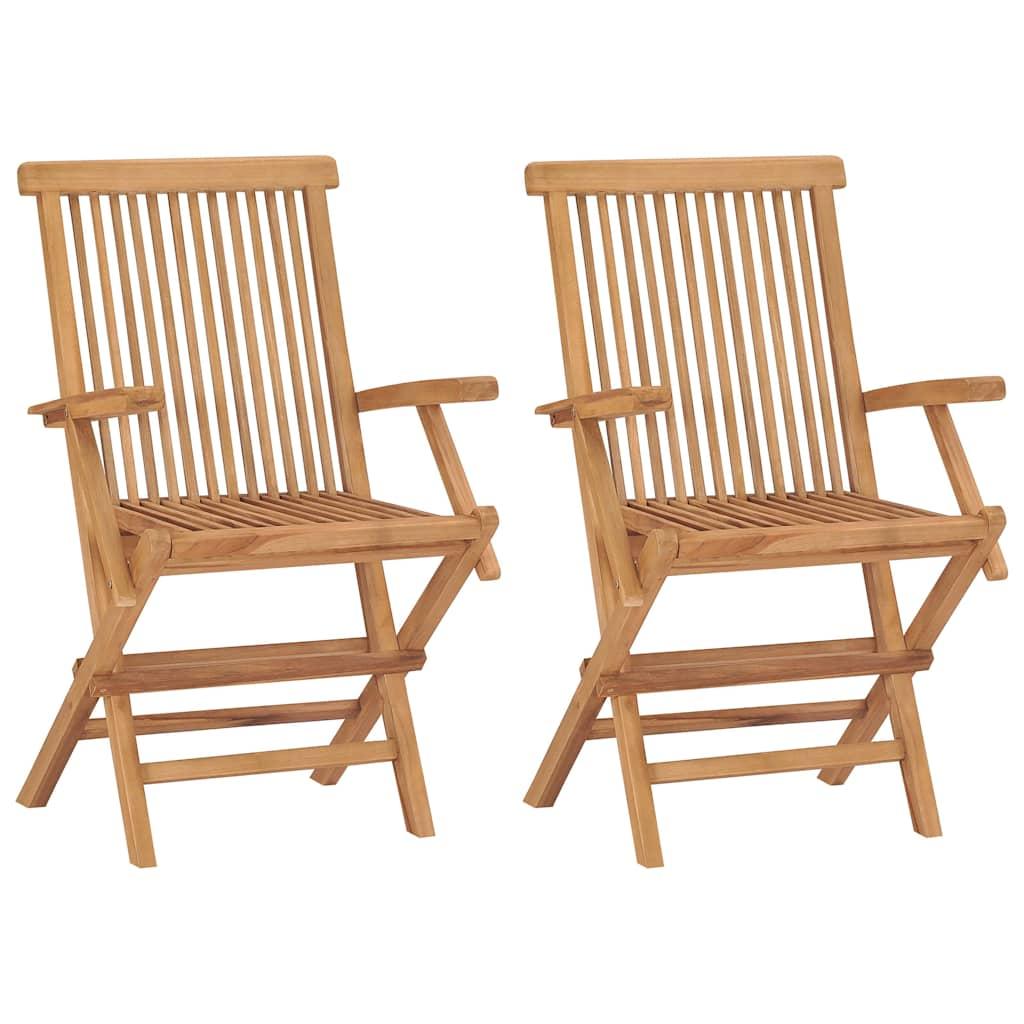 Sillas plegables 2 uds madera maciza de teca con cojines
