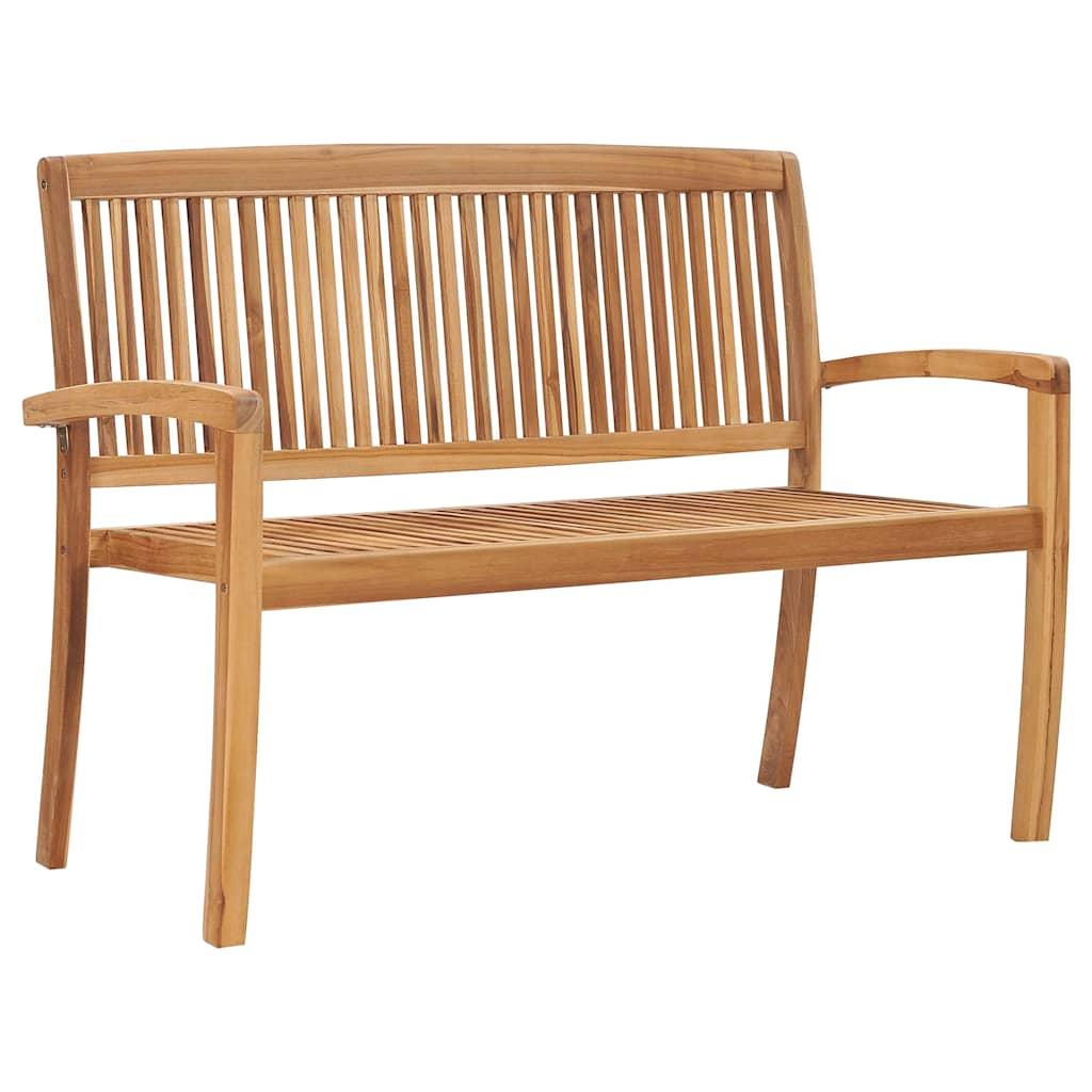 Banco de jardín apilable con cojín madera maciza de teca 159 cm