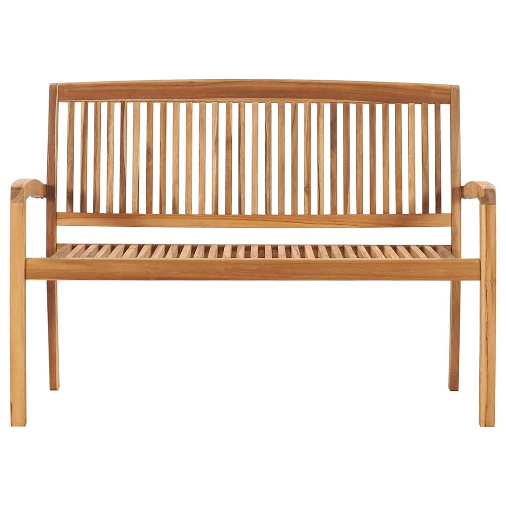 Banco de jardín apilable con cojín madera maciza de teca 159 cm