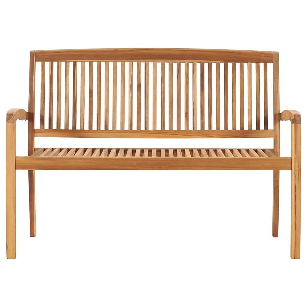 Banco de jardín apilable con cojín madera maciza de teca 159 cm